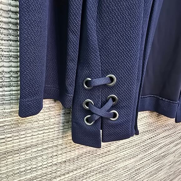 Dana Buchman Cardigan Womens Large Navy Blue Open Front Lace Up Side Career Work - Picture 5 of 11